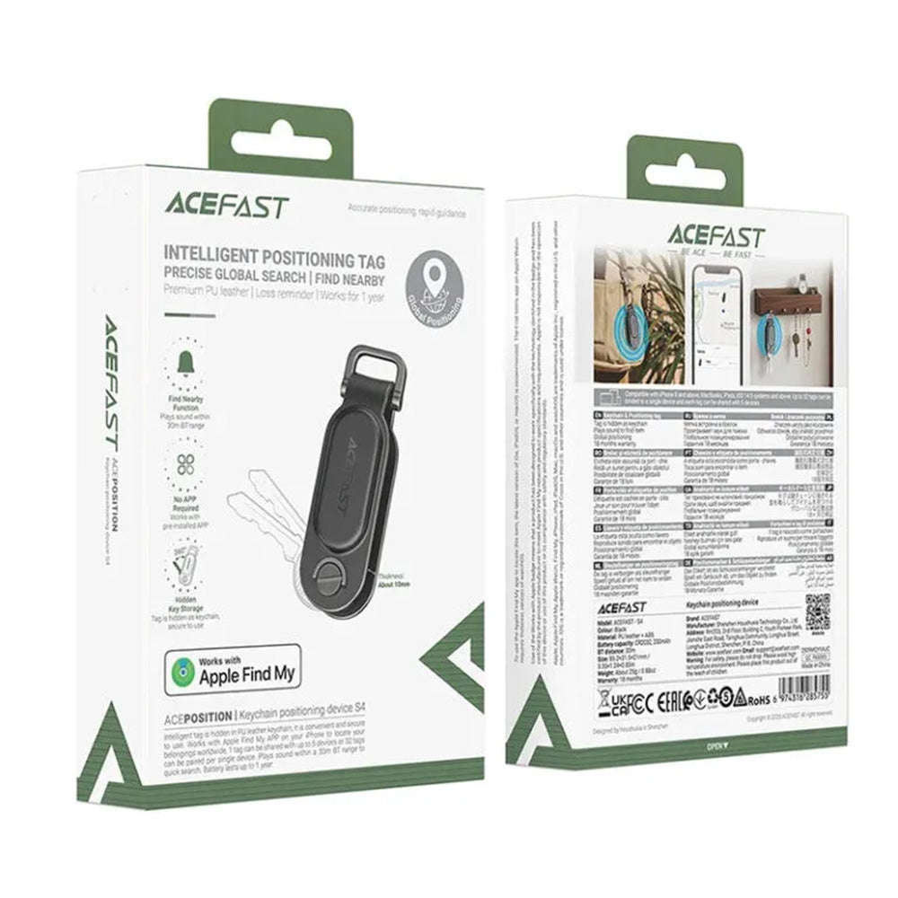 Acefast SmartTag Keychain SS pro iOS Series, Černý