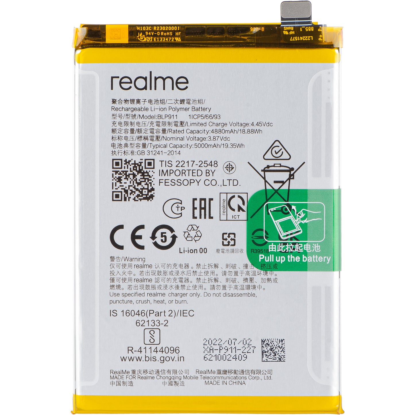 Baterie Realme V25 / 9i / 9 Pro, BLP911, servisní balíček 4200013