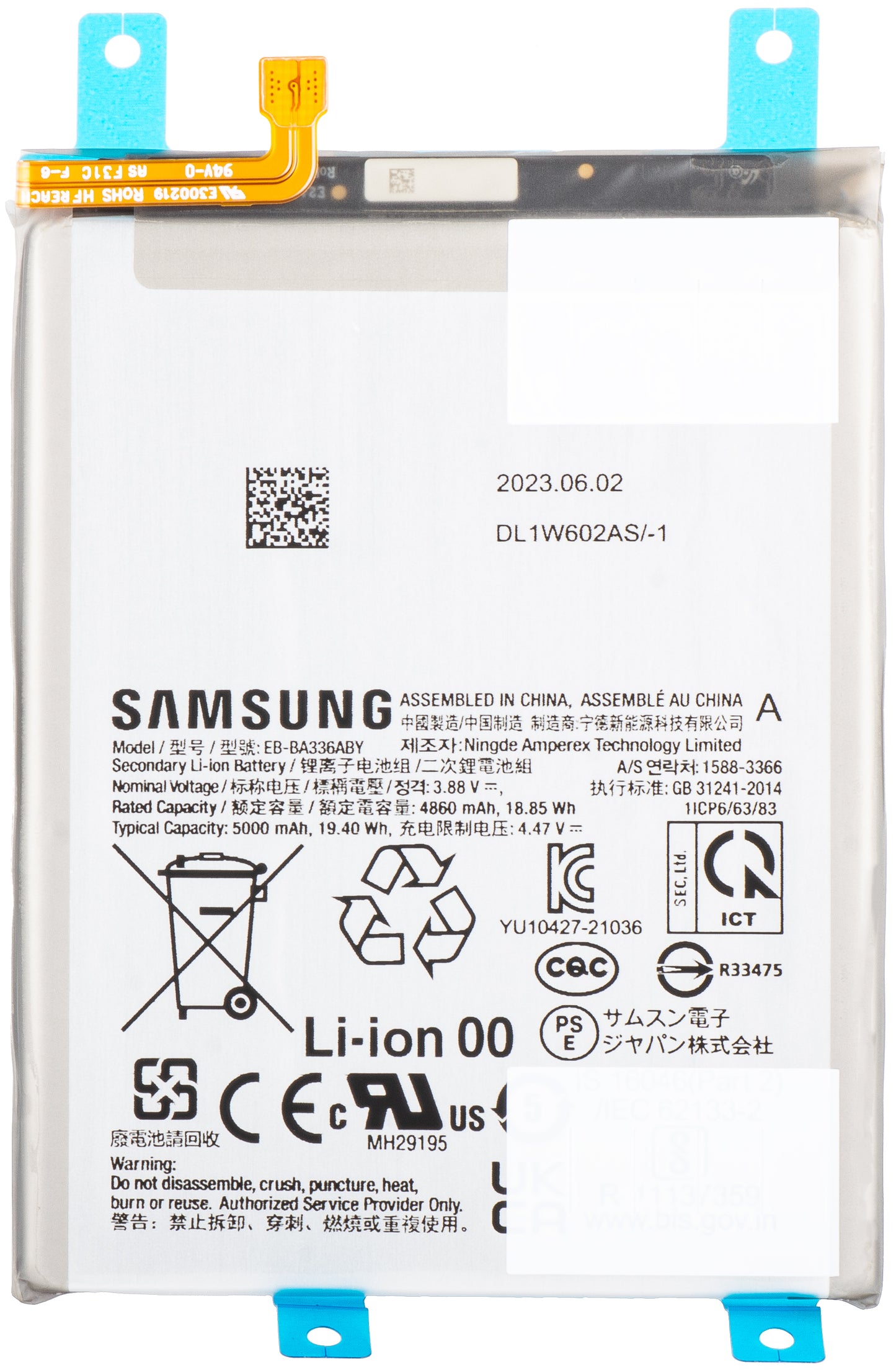 Baterie Samsung Galaxy A53 5G A536 / A33 5G A336, EB-BA336ABY, servisní balíček GH82-28027A