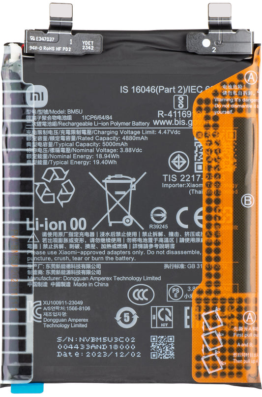 Baterie Xiaomi Redmi Note 13 Pro+, BM5U, servisní balíček 1330103000037B