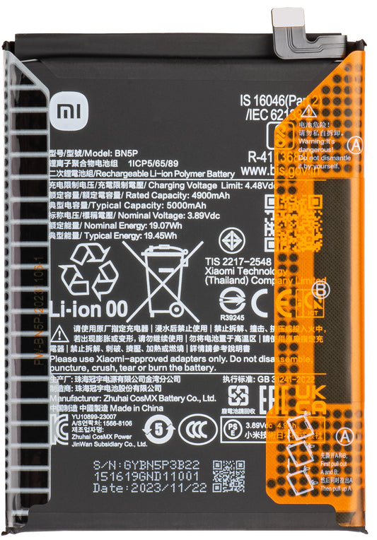 Baterie Xiaomi Redmi Note 13 5G, BN5P, servisní balíček 133010200010116B