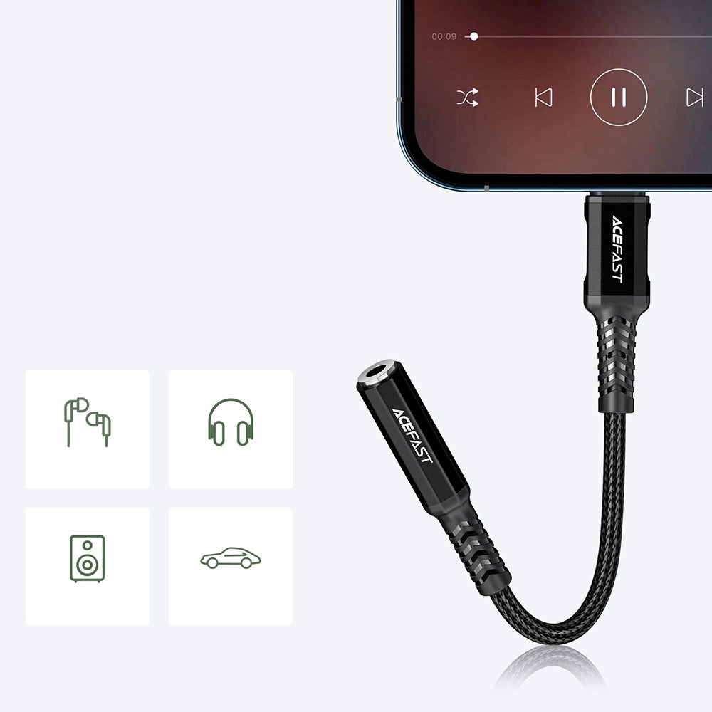 Audio adaptér Lightning - 3.5mm Acefast C1-05, Černý