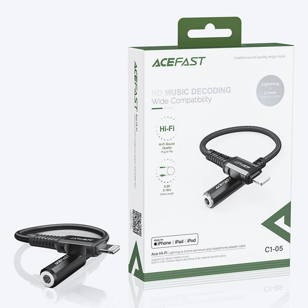 Audio adaptér Lightning - 3.5mm Acefast C1-05, Černý