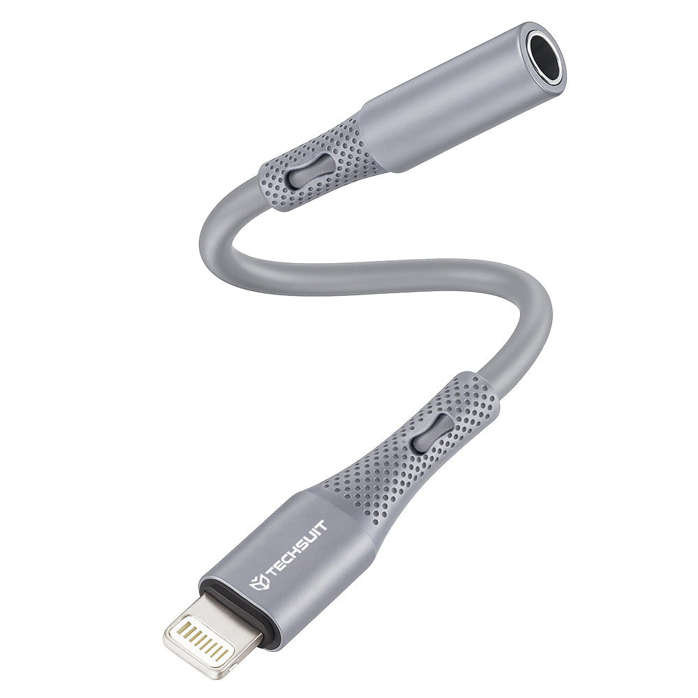 Audio adaptér Lightning - 3.5mm Techsuit AC2 SoundFlex, Šedý