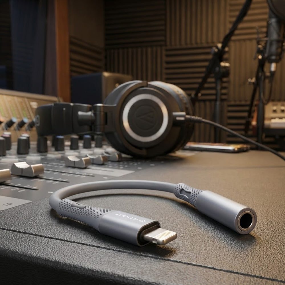 Audio adaptér Lightning - 3.5mm Techsuit AC2 SoundFlex, Šedý