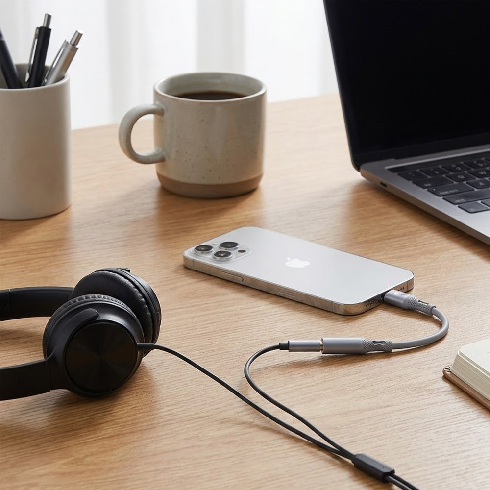 Audio adaptér Lightning - 3.5mm Techsuit AC2 SoundFlex, Šedý