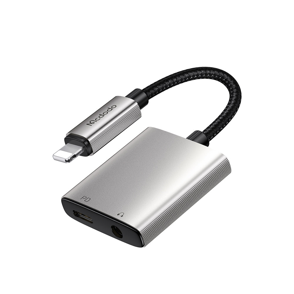 Audio adaptér Lightning - Lightning / 3.5mm McDodo CA-5540 Wales, Šedý