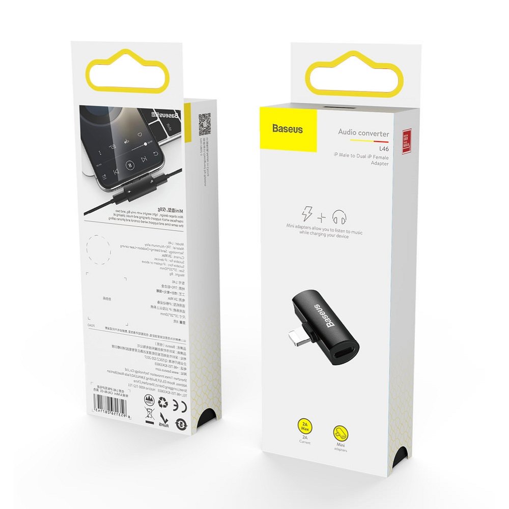 Audio adaptér Lightning - Lightning Baseus, černý CAL46-01