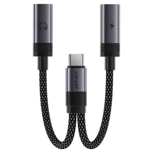 Audio adaptér USB-C - 2 x USB-C Acefast J14, Černý