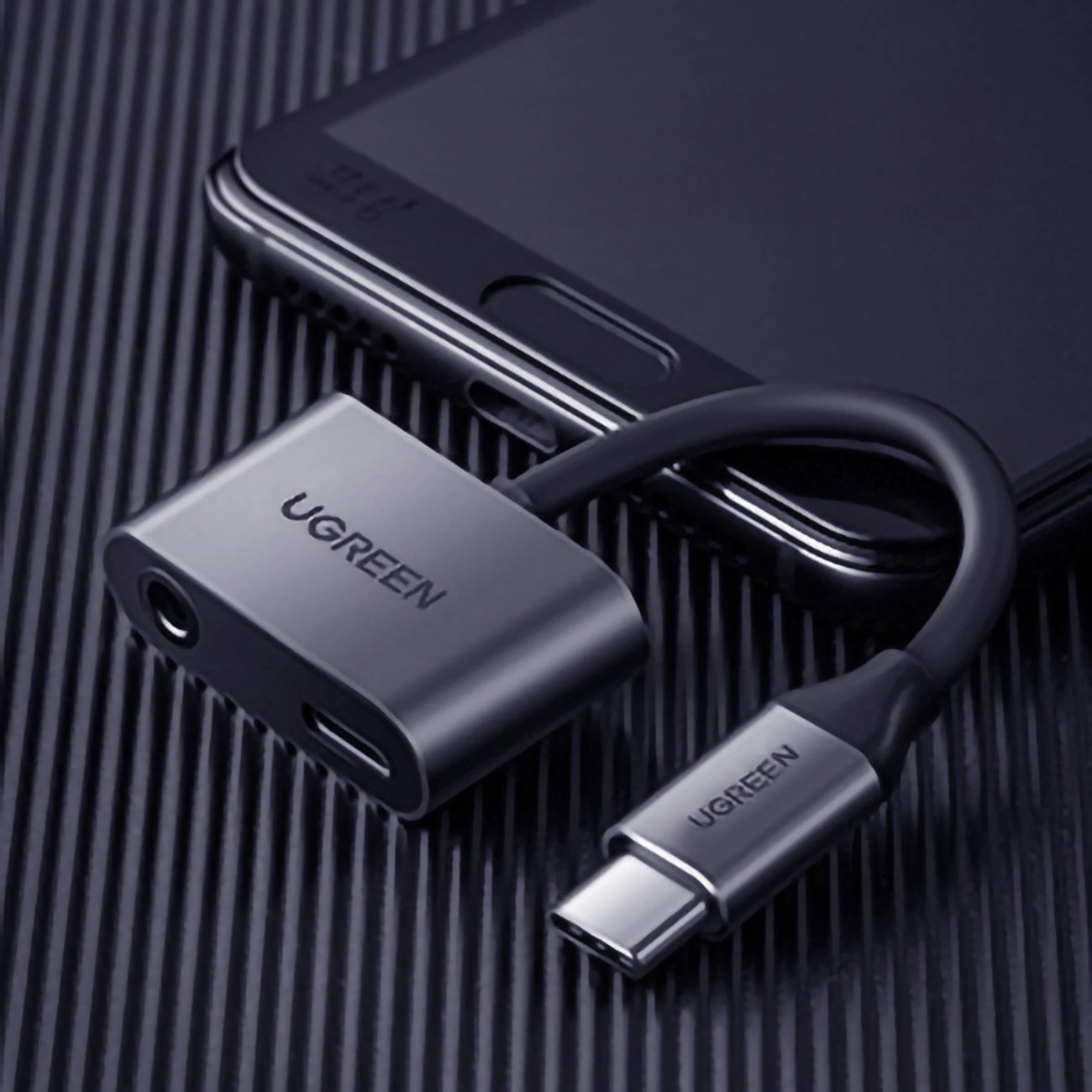 Audio adaptér USB-C - 3.5mm / USB-C UGREEN CM193, Šedý