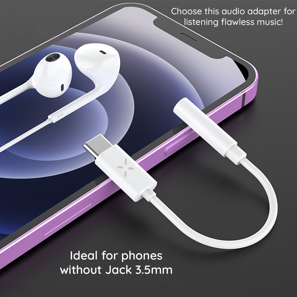 Audio adaptér USB-C - 3.5mm Fixed, Bílý