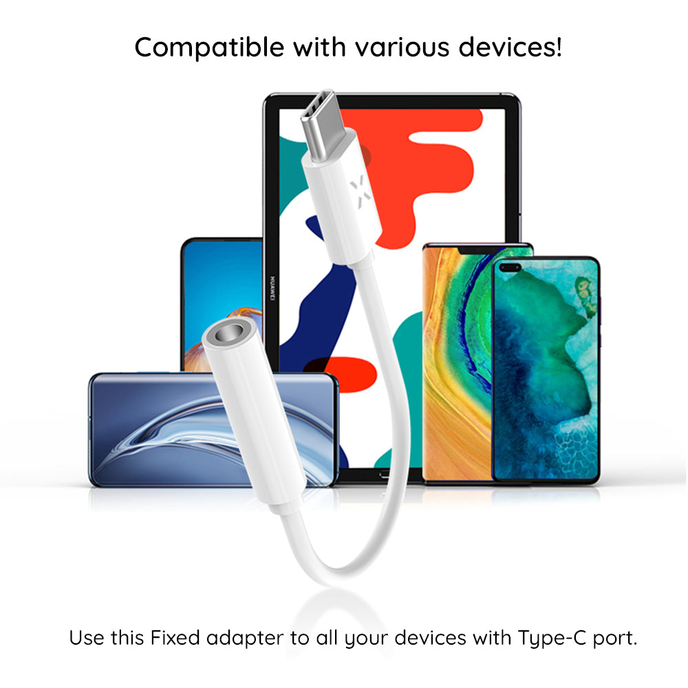 Audio adaptér USB-C - 3.5mm Fixed, Bílý