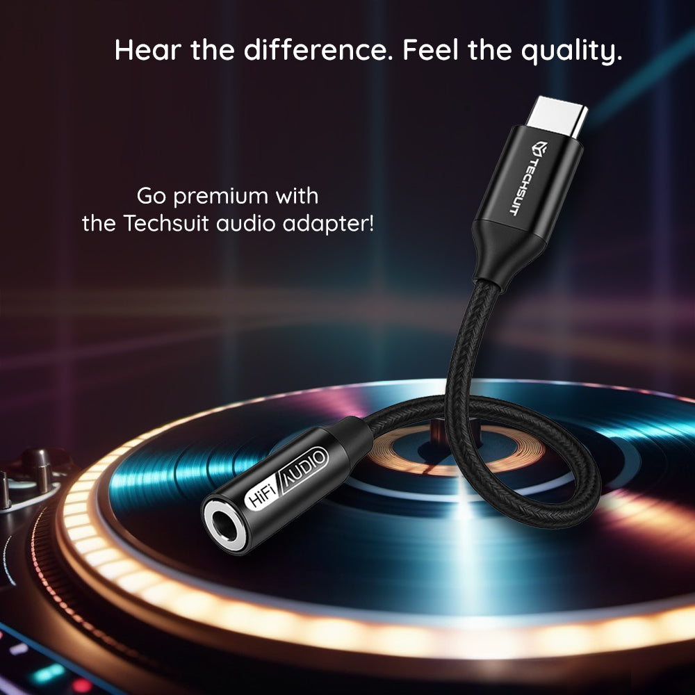 Audio adaptér USB-C - 3.5mm Techsuit AC13 FuseXound, Černý