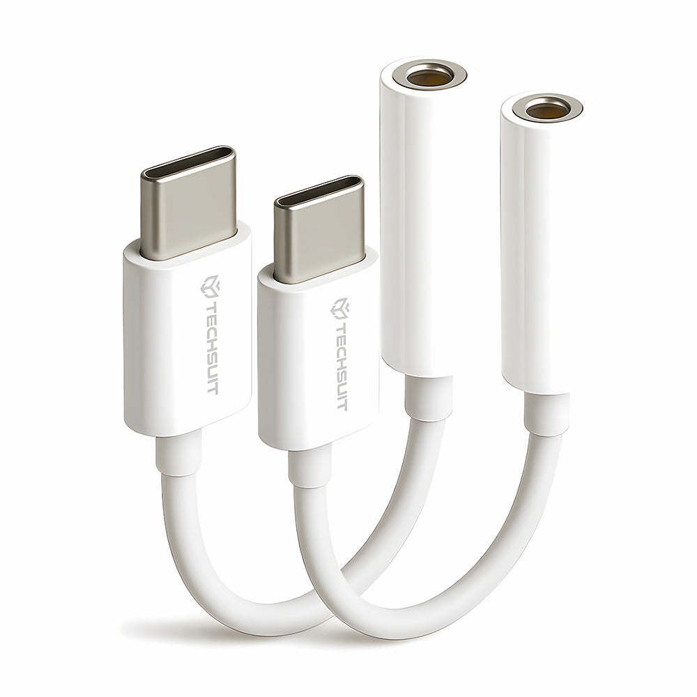 Audio adaptér USB-C - 3.5mm Techsuit AC18 MusicBox, Bílý, Sada 2 kusy
