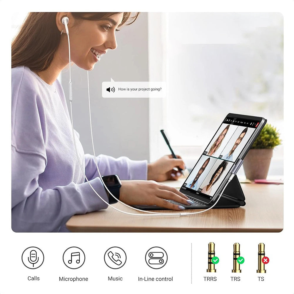 Audio adaptér USB-C - 3.5mm UGREEN CM460 (20194) úhlový, šedý