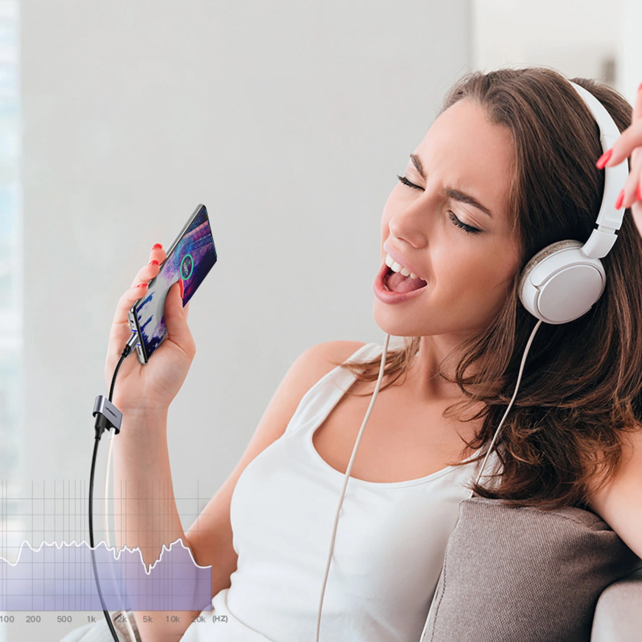Audio adaptér USB-C - 3.5mm / USB-C UGREEN CM193, Šedý