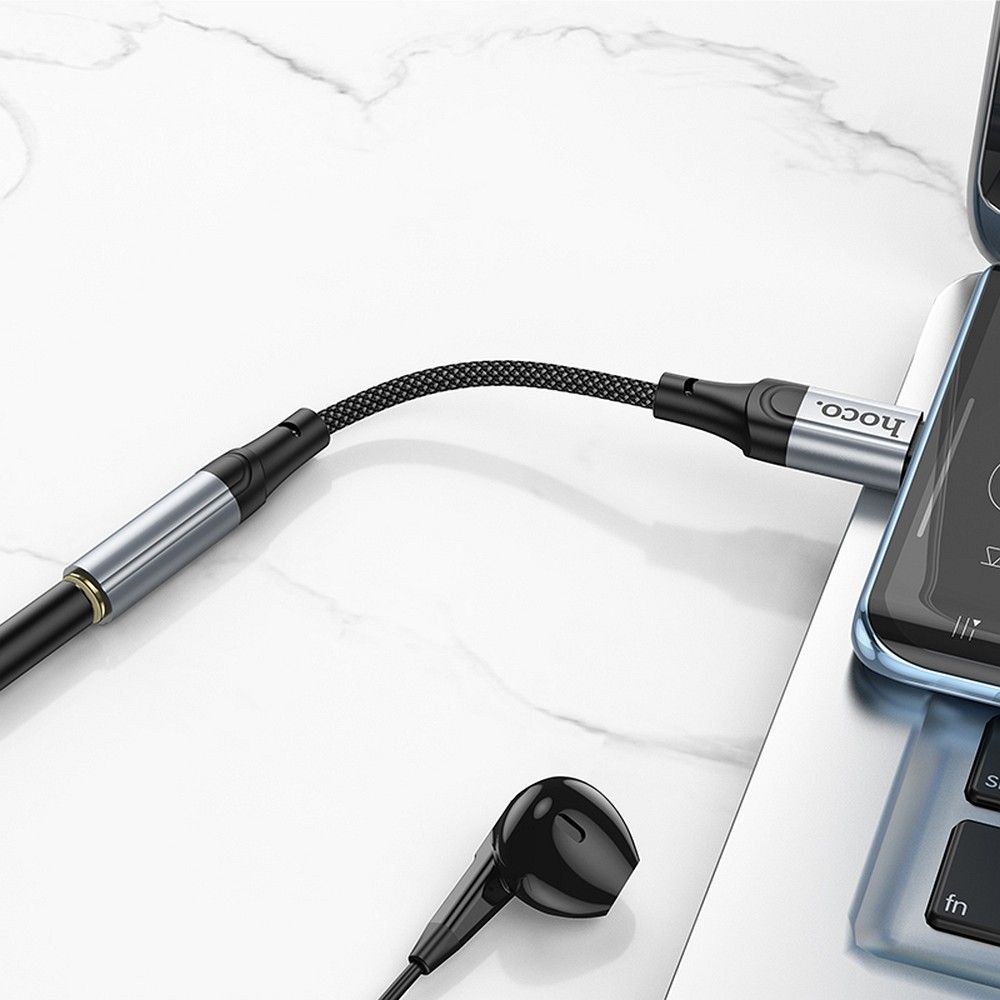 Audio adaptér USB-C - 3.5mm HOCO LS36, šedý