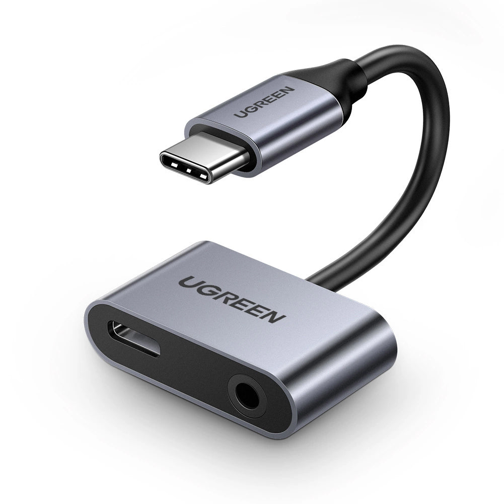 Audio adaptér USB-C - 3.5mm / USB-C UGREEN CM193, Šedý
