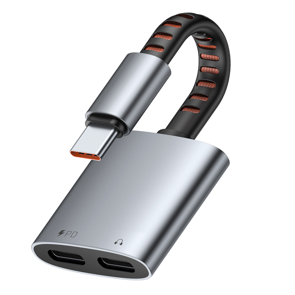 Audio adaptér USB-C - USB-C / USB-C McDodo CA-3370, Šedý
