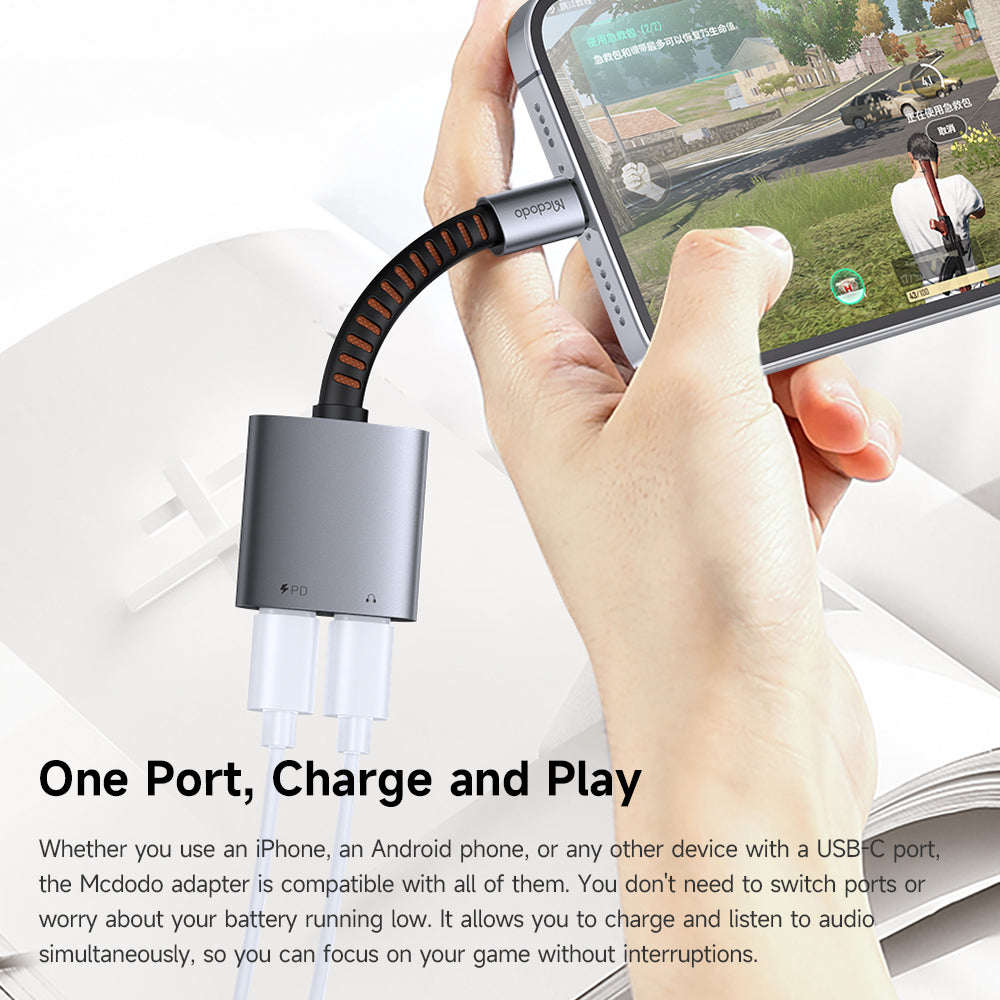 Audio adaptér USB-C - USB-C / USB-C McDodo CA-3370, Šedý