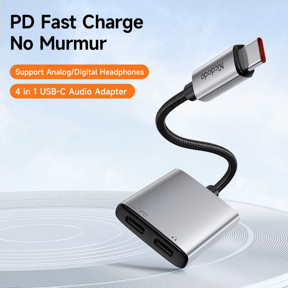 Audio adaptér USB-C - USB-C / USB-C McDodo CA-5570 Wales, Šedý