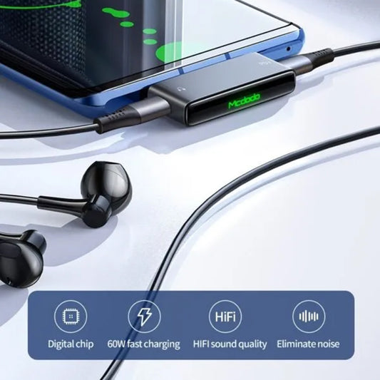 Audio adaptér USB-C - USB-C / USB-C McDodo CA-7670, Černý