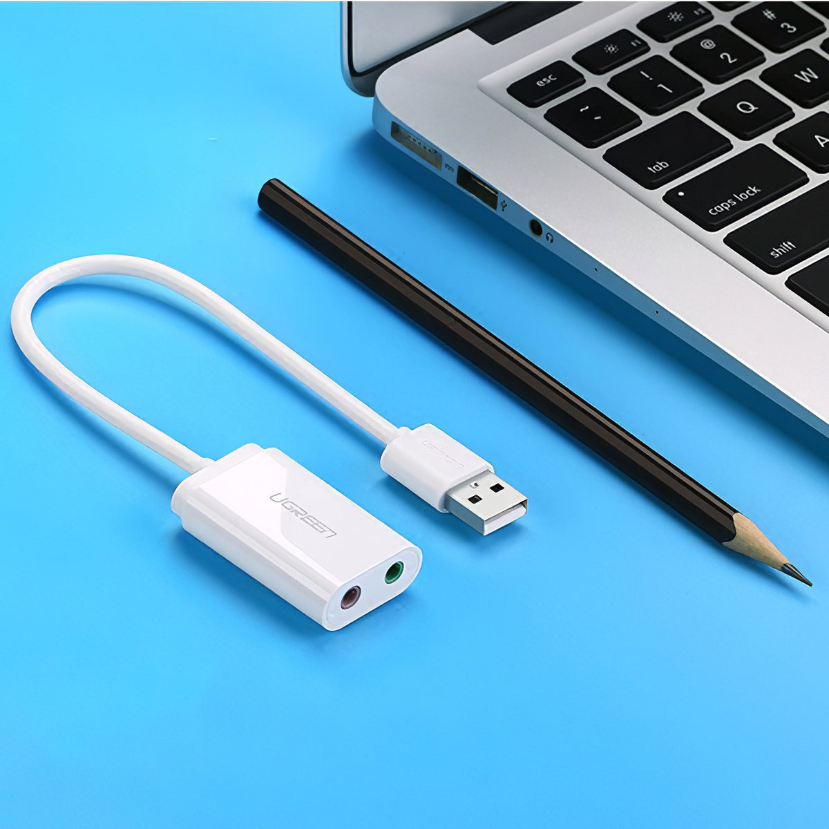 USB zvuková karta UGREEN US205, 2 x Jack 3.5mm, Bílá