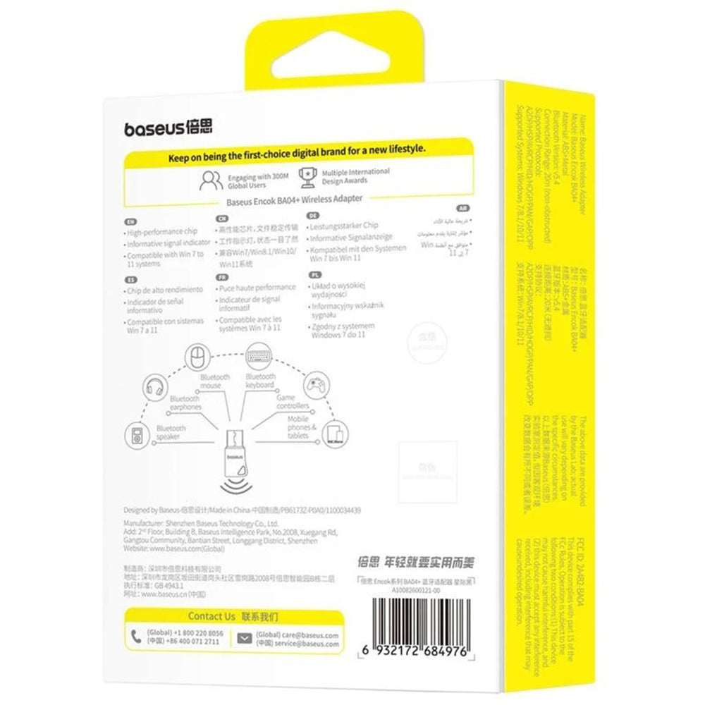 Bluetooth USB adaptér Baseus Encok BA04+, Černý A10082600121-00