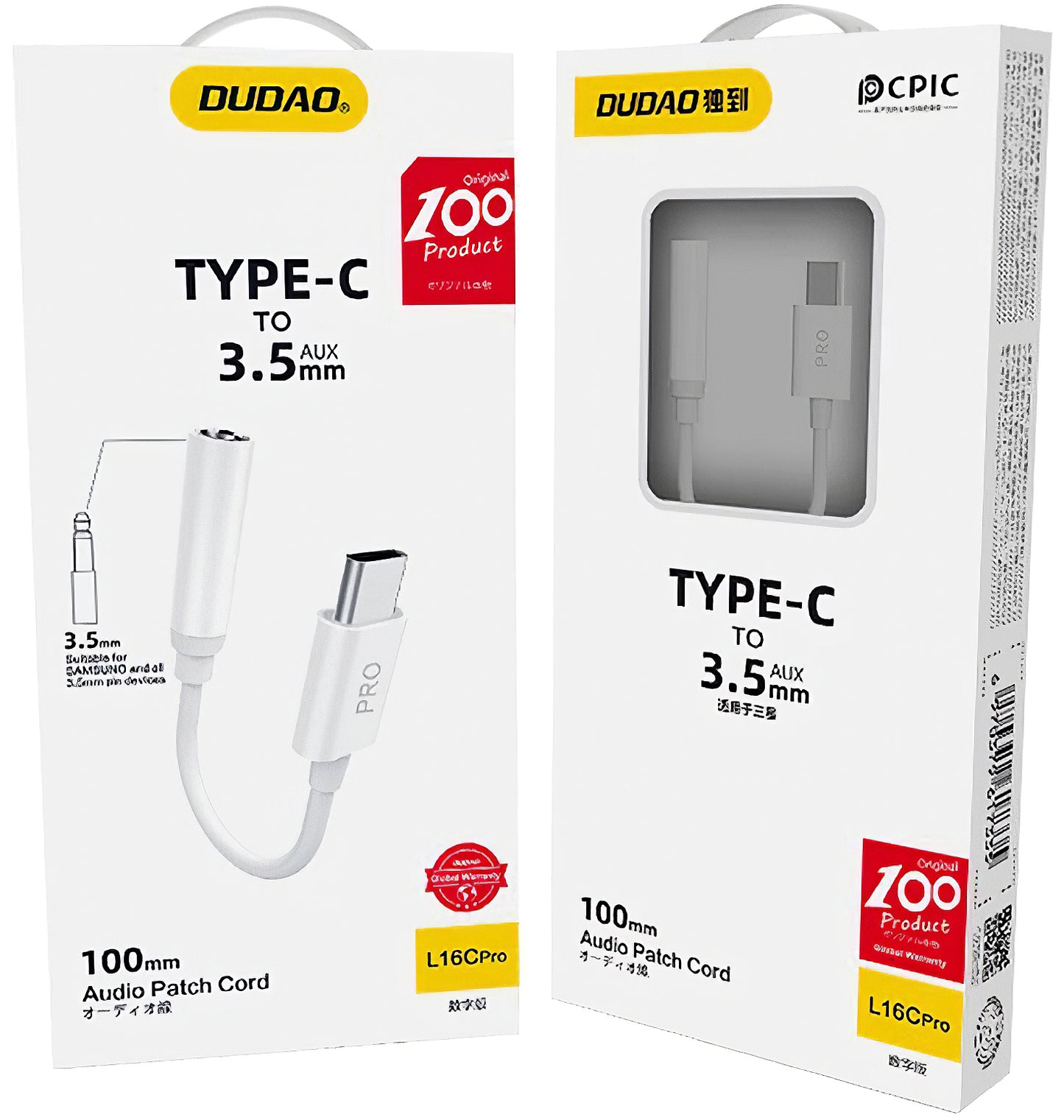 Audio adaptér USB-C - 3.5mm Dudao L16CPro, Bílý