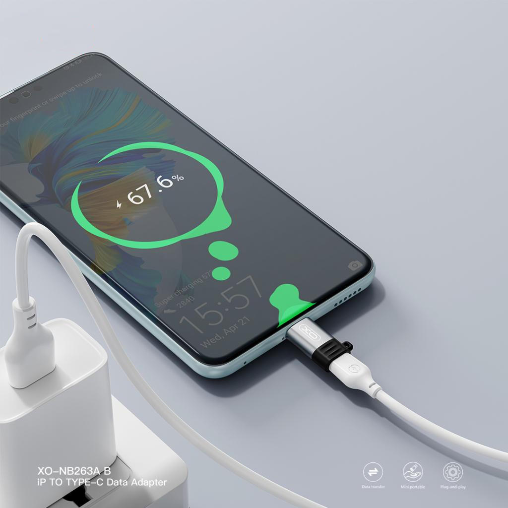 Adaptér pro data a nabíjení Lightning - USB-C XO Design NB263B, Černý