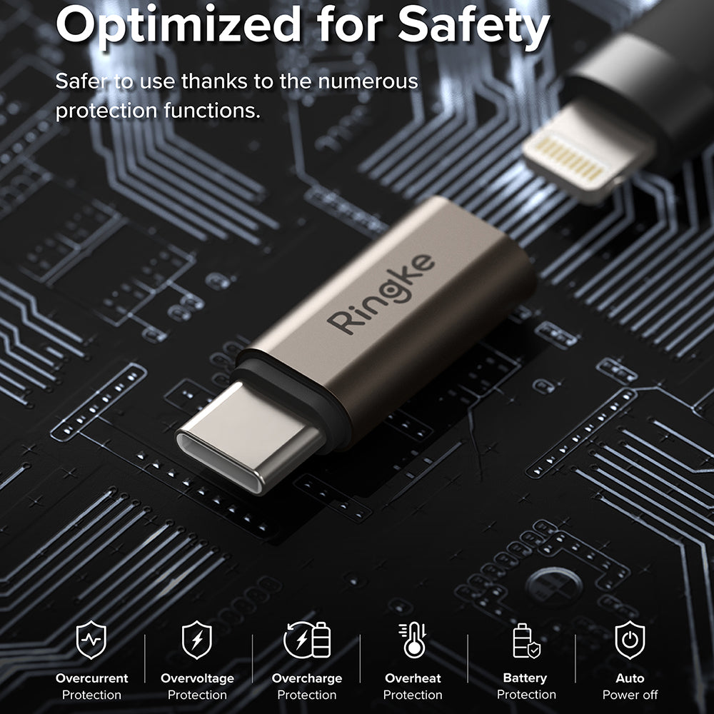 Adaptér pro data a nabíjení Lightning - USB-C Ringke, hnědý, sada 2 kusy