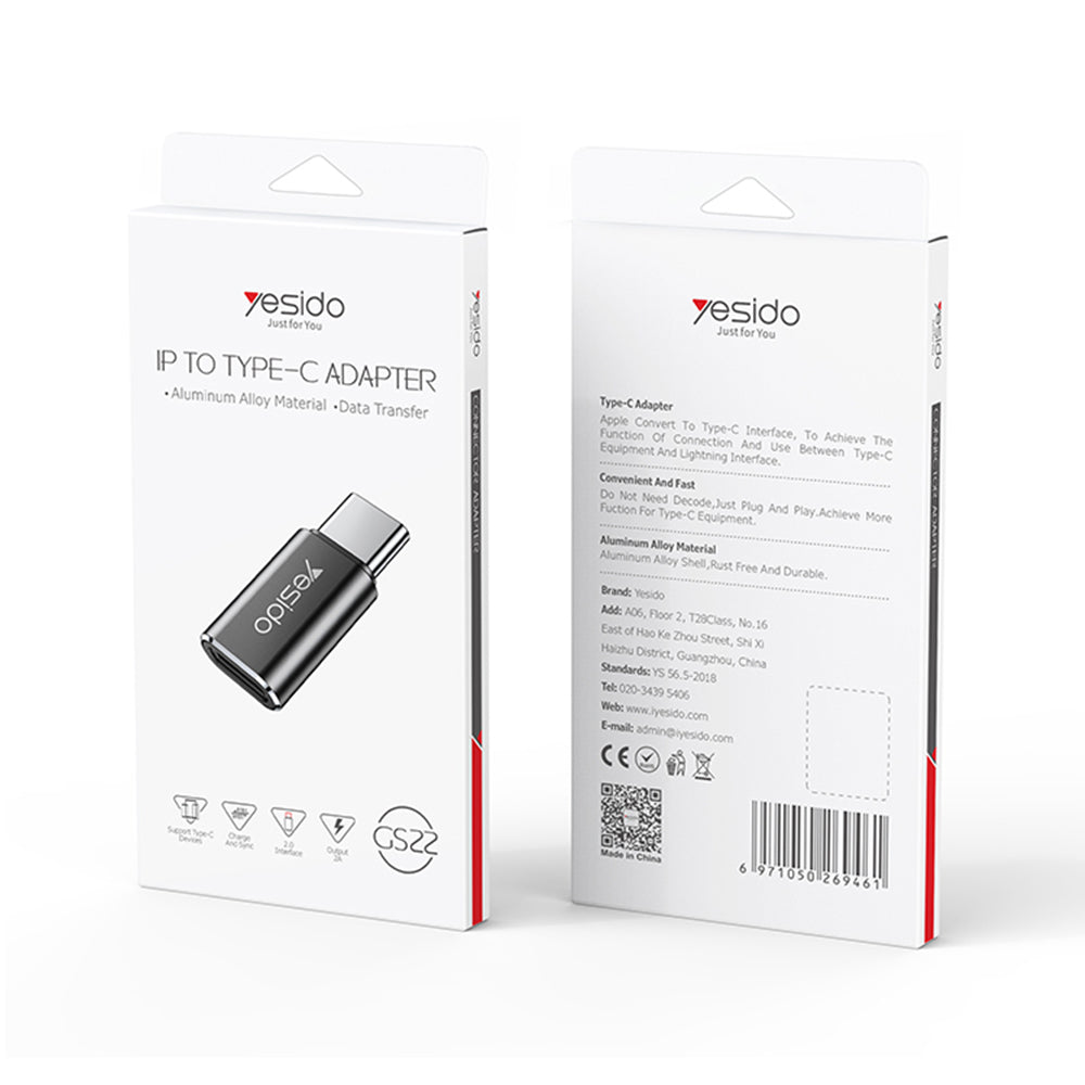 Adaptér pro data a nabíjení Lightning - USB-C Yesido GS22, šedý
