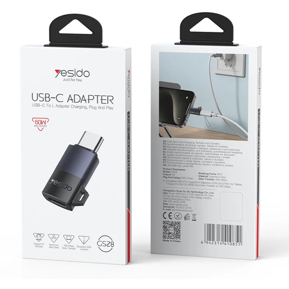 Adaptér pro data a nabíjení Lightning - USB-C Yesido GS28, šedý