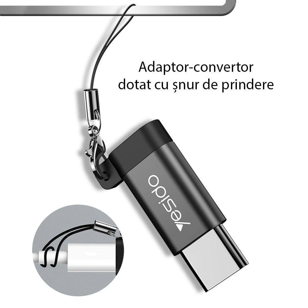 Adaptér pro data a nabíjení microUSB - USB-C Yesido GS04, černý