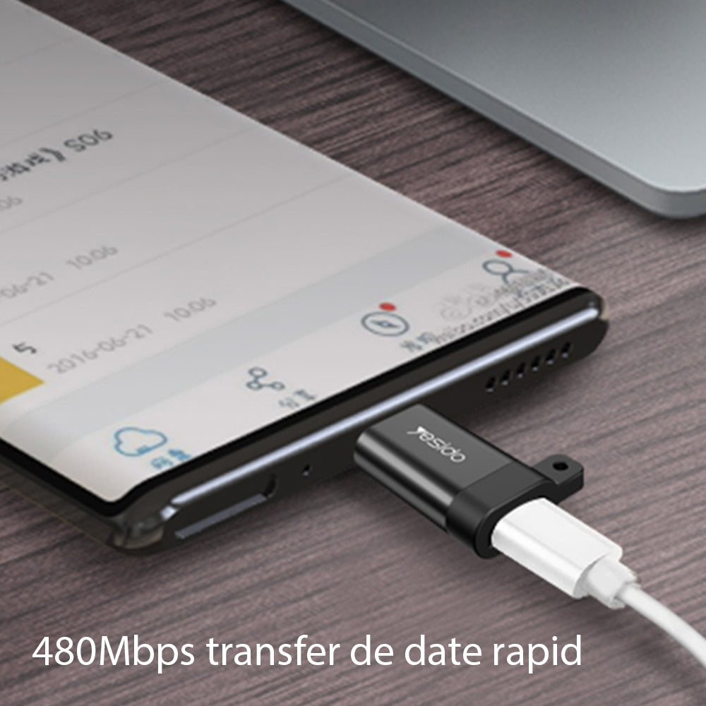 Adaptér pro data a nabíjení microUSB - USB-C Yesido GS04, černý