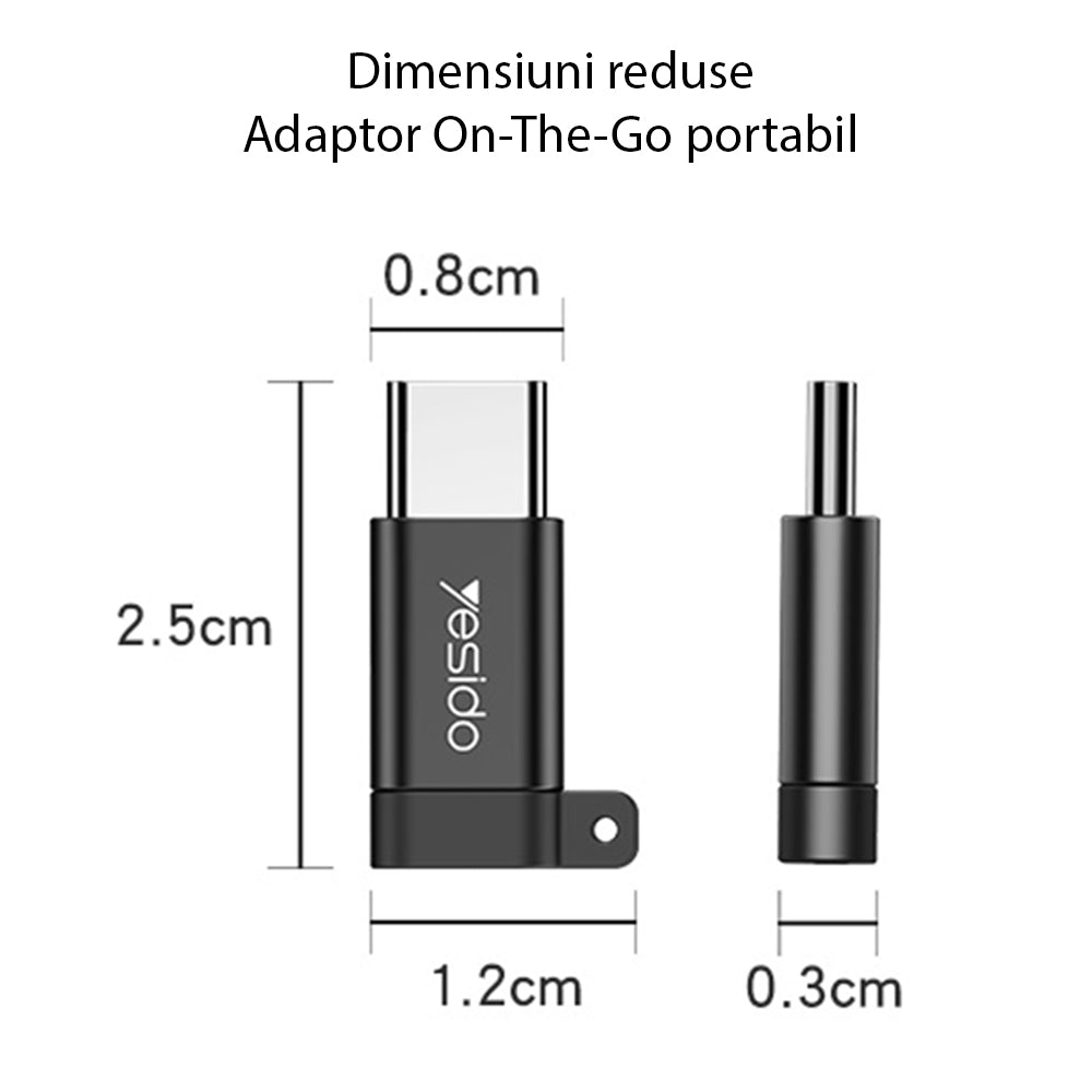Adaptér pro data a nabíjení microUSB - USB-C Yesido GS04, černý