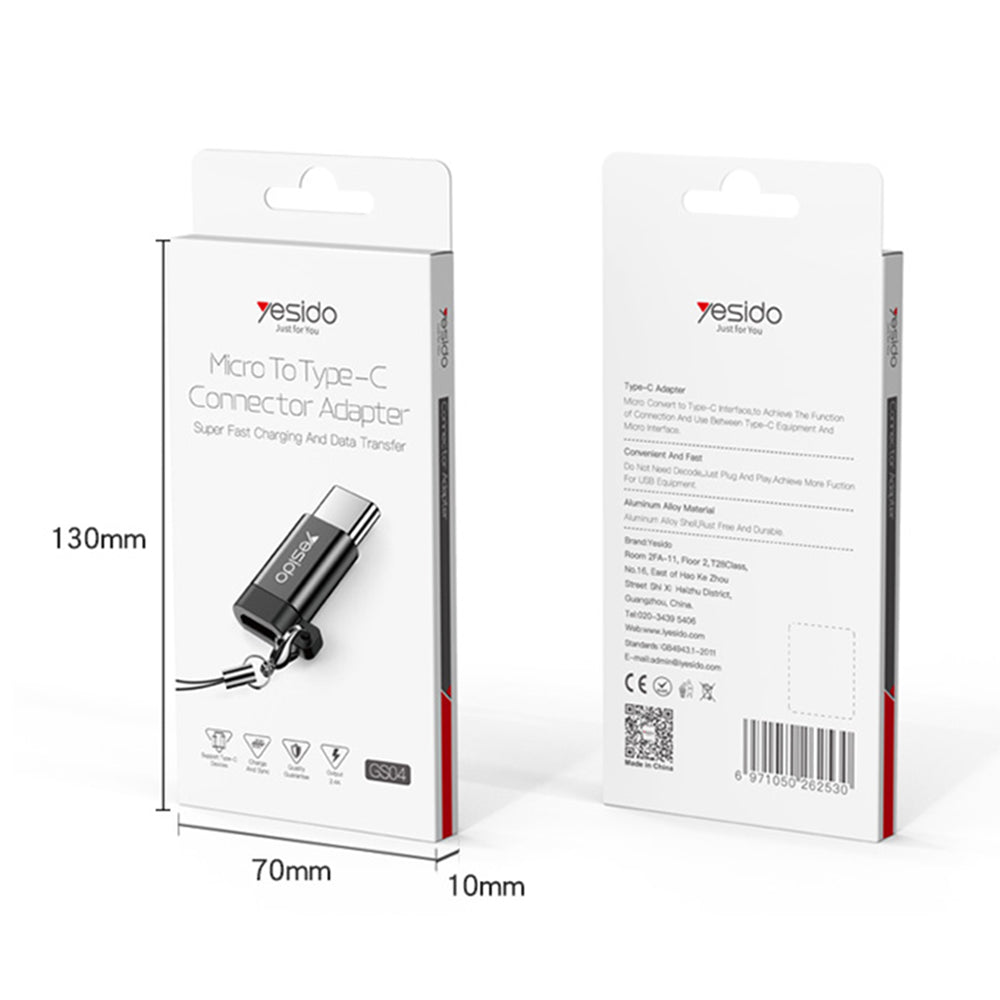 Adaptér pro data a nabíjení microUSB - USB-C Yesido GS04, černý