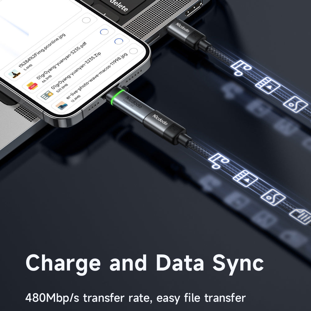 Adaptér pro data a nabíjení USB-C - Lightning McDodo OT-2590 Power Off, černý