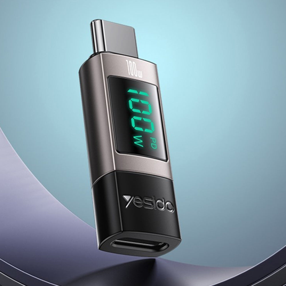 Adaptér pro data a nabíjení USB-C - USB-C Yesido GS24 Display, šedý