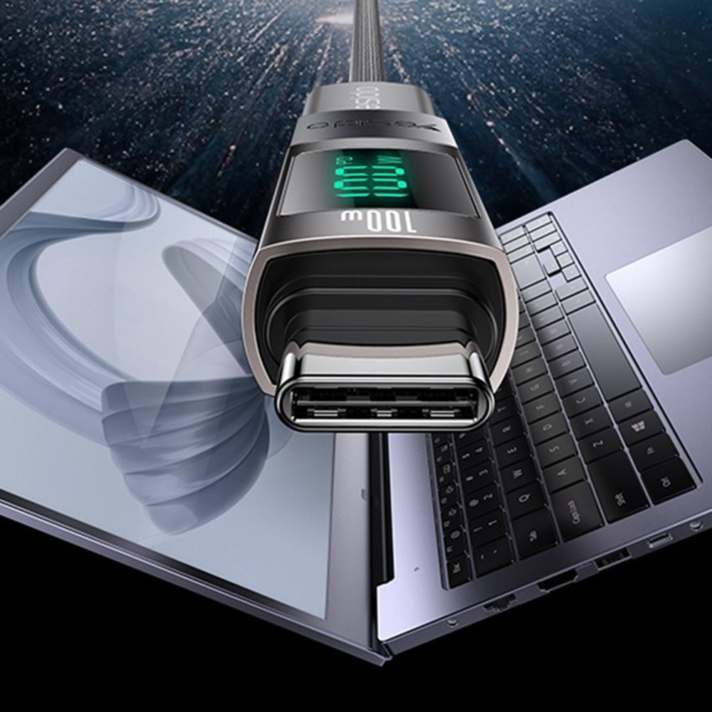 Adaptér pro data a nabíjení USB-C - USB-C Yesido GS24 Display, šedý