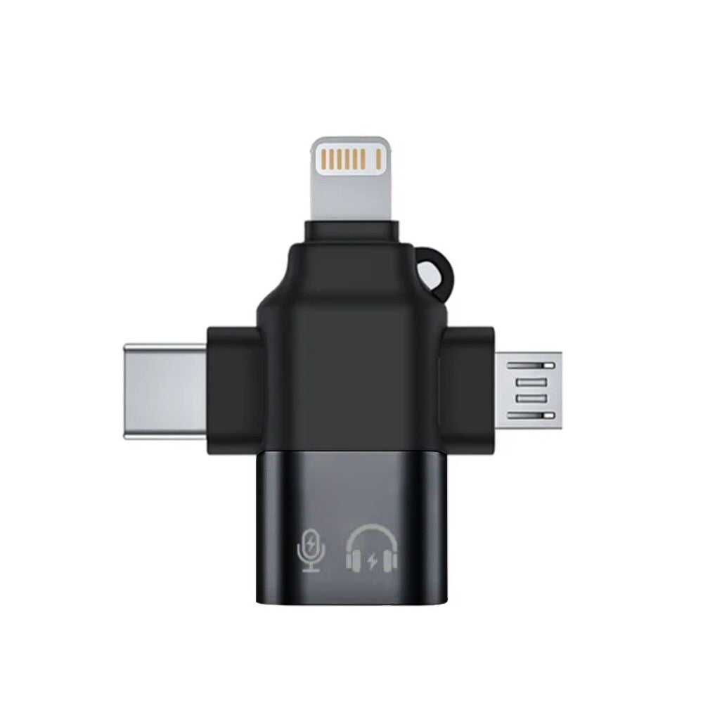 Adaptér OTG Lightning / microUSB / USB-C - USB-A Techsuit A17 SoundVoltX, Černý