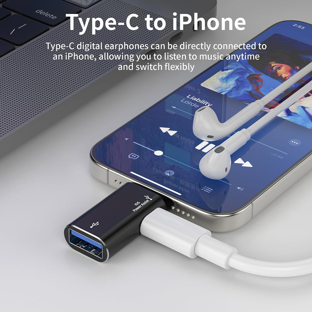 Adaptér OTG Lightning - USB-A Techsuit A18 AluVoltX, Černý