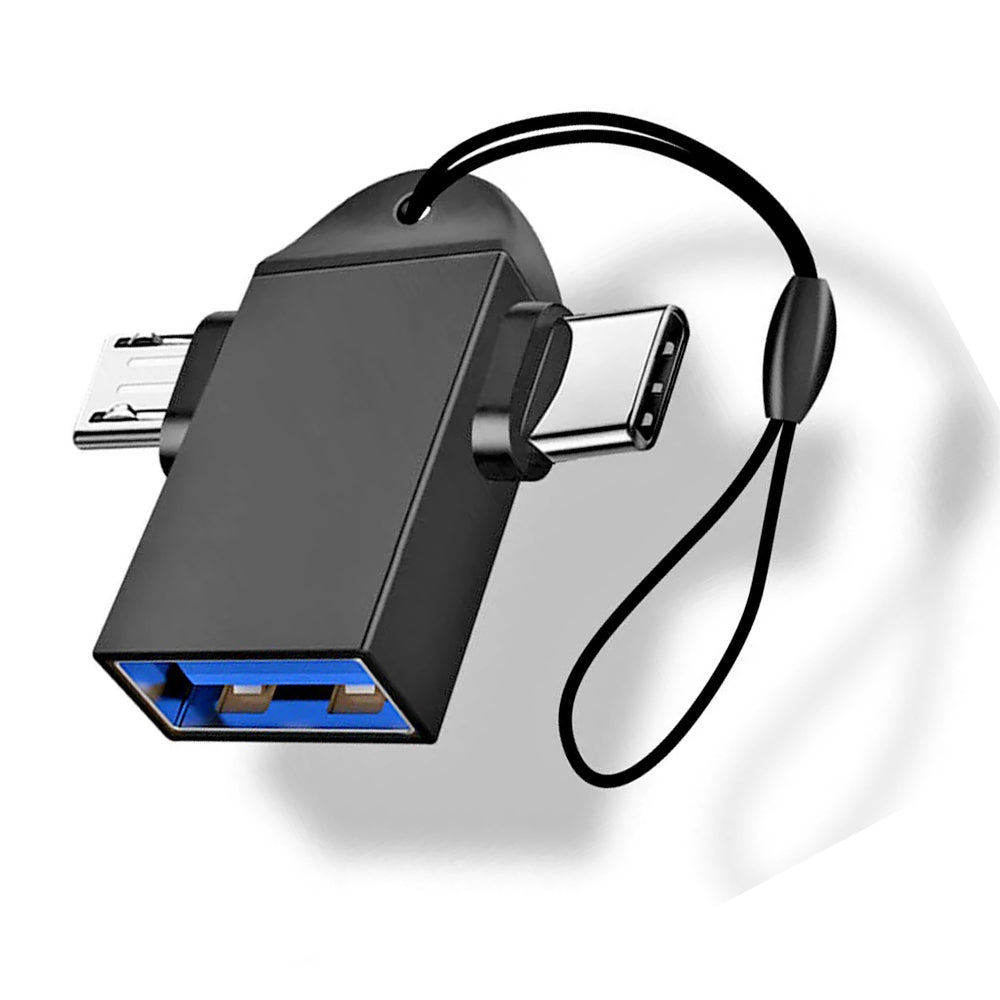 Adaptér OTG microUSB / USB-C - USB-A Techsuit A16 TwoVoltX, Černý