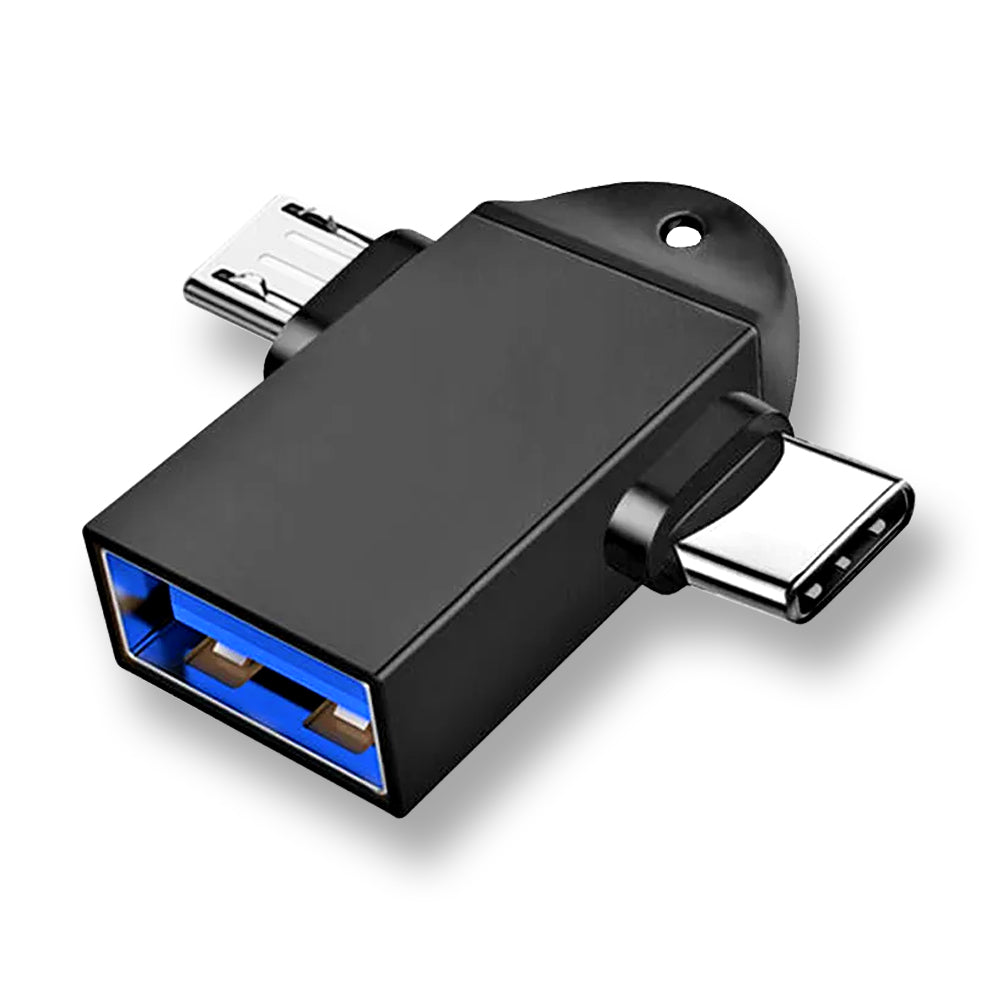 Adaptér OTG microUSB / USB-C - USB-A Techsuit A16 TwoVoltX, Černý