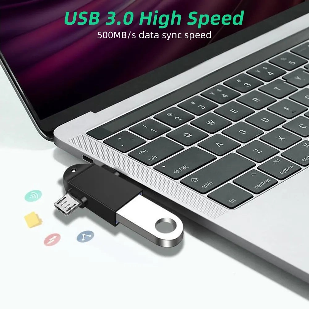Adaptér OTG microUSB / USB-C - USB-A Techsuit A16 TwoVoltX, Černý