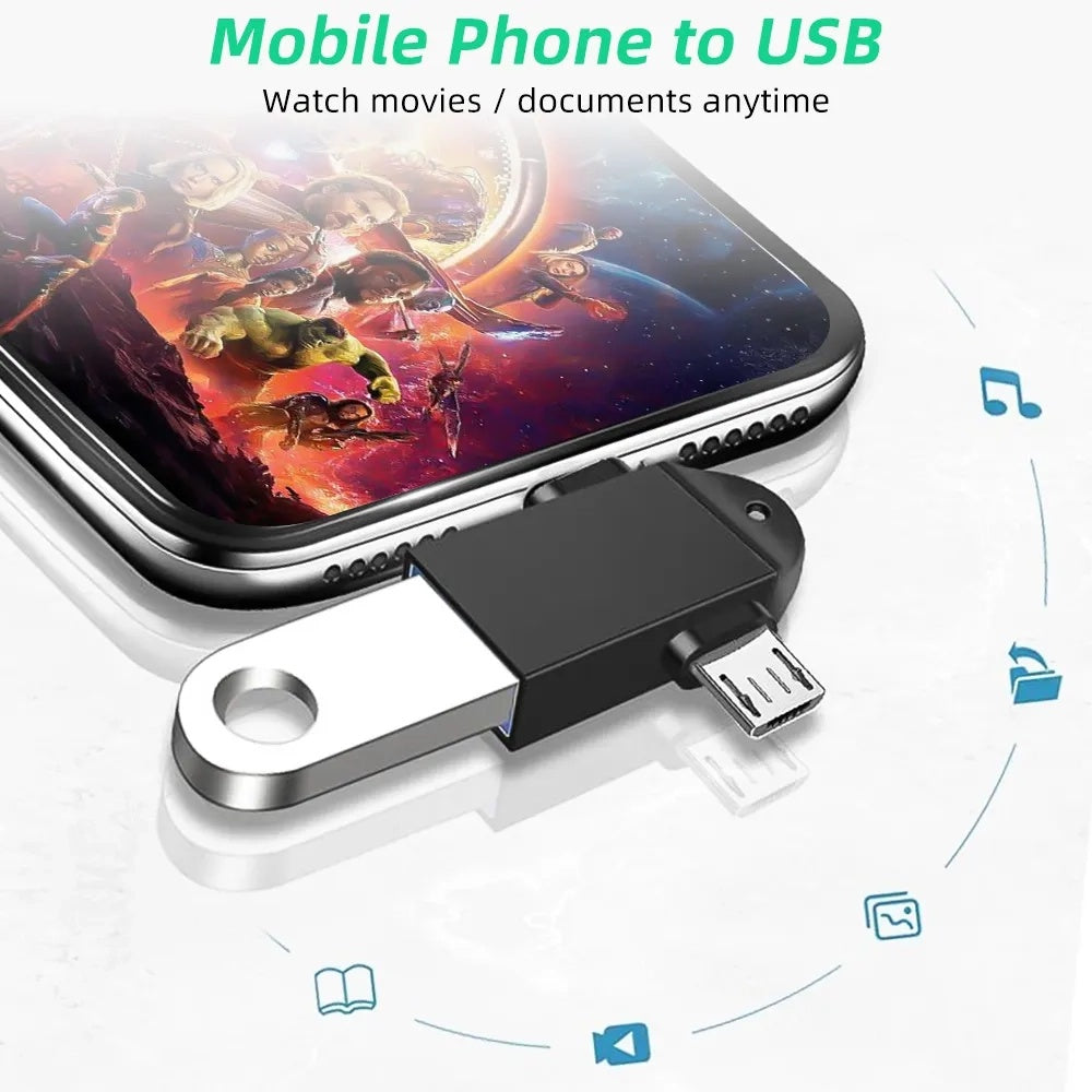 Adaptér OTG microUSB / USB-C - USB-A Techsuit A16 TwoVoltX, Černý
