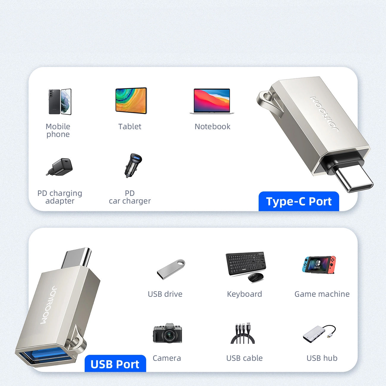 Adaptér OTG USB-C - USB-A Joyroom S-H151, Stříbrný
