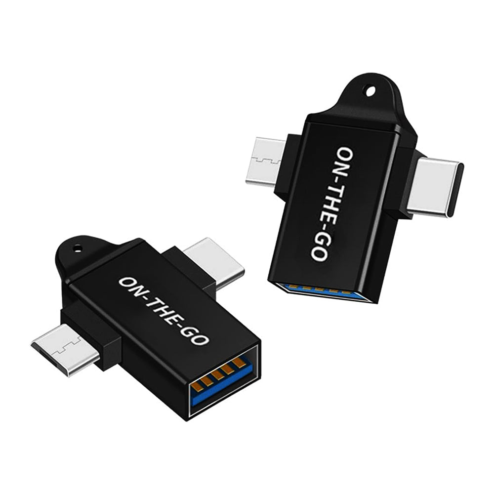 Adaptér OTG microUSB / USB-C - USB-A Techsuit A15 AluCoreX, Černý