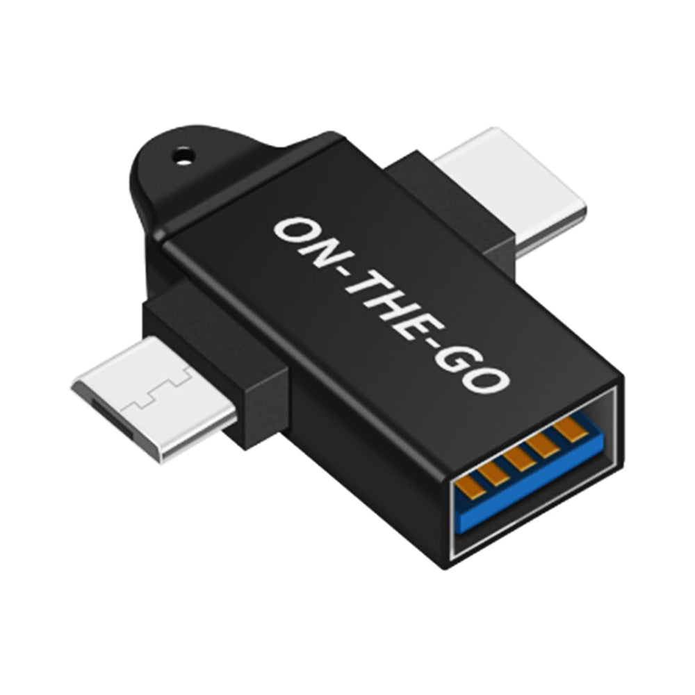 Adaptér OTG microUSB / USB-C - USB-A Techsuit A15 AluCoreX, Černý