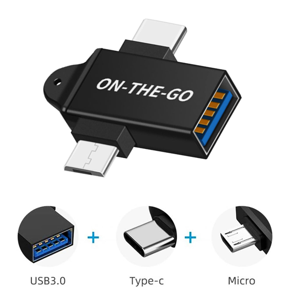 Adaptér OTG microUSB / USB-C - USB-A Techsuit A15 AluCoreX, Černý
